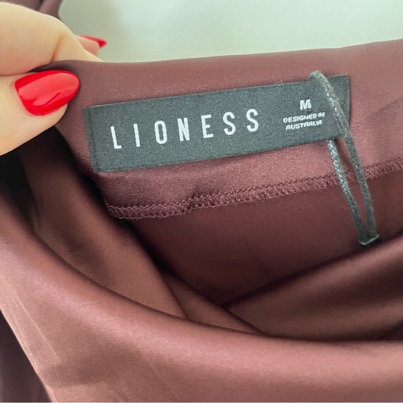 Princess Polly Lioness Original Sin Garnet Satin Cowl Neck Mini Dress M - Picture 13 of 15